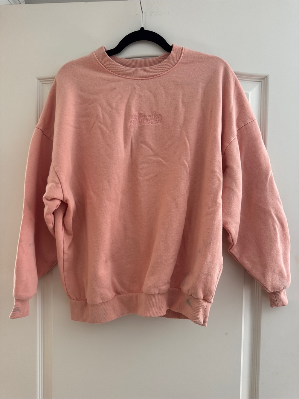 PTULA Embroidered Pink Crewneck Sweatshirt